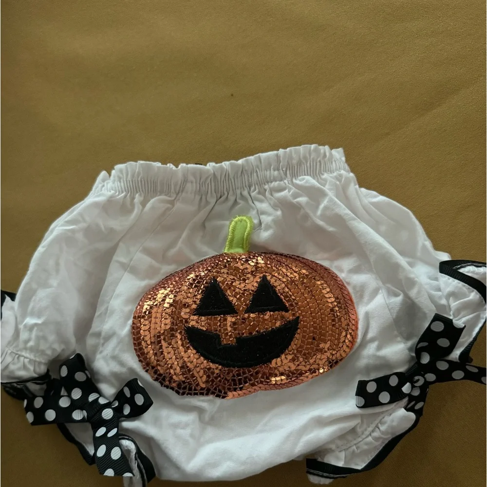 0-6M Mud Pie Diaper Covers Halloween Pumpkin & Christmas Balls lot of 2